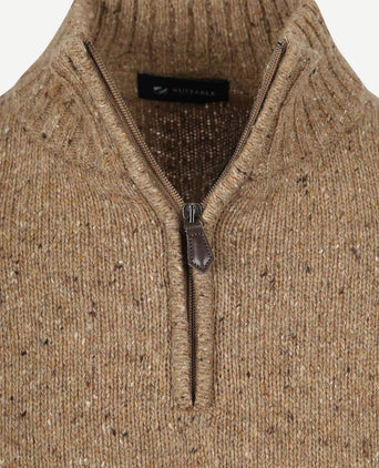 halve rits trui donnegal tweed eco wool beige