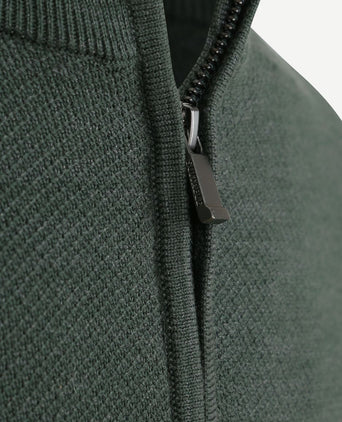 Suitable pine knit halve rits trui groen | Slim-fit