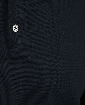 Longsleeve poloshirt flat knit donkerblauw