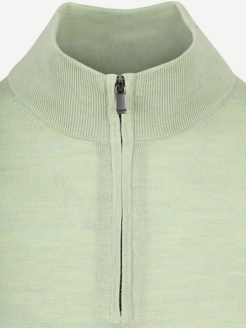 Merino halve rits trui lichtgroen