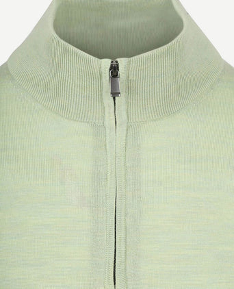 Merino halve rits trui lichtgroen