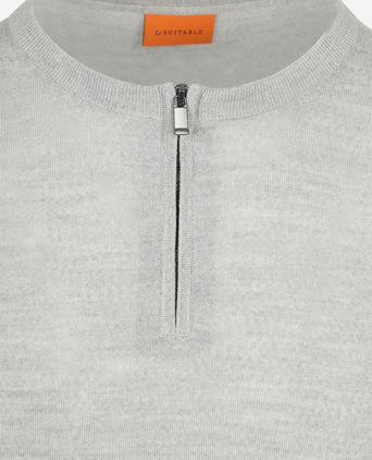 Crew zip merino grijs
