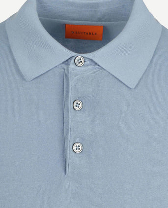 Compact cotton poloshirt staal blauw