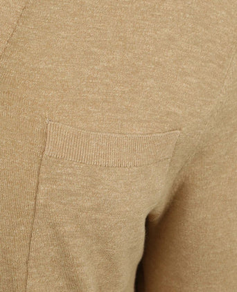 Longsleeve knitted poloshirt riva pocket sand