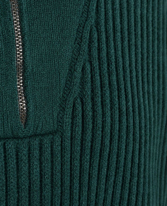 halve rits trui sailor wool blend donkergroen