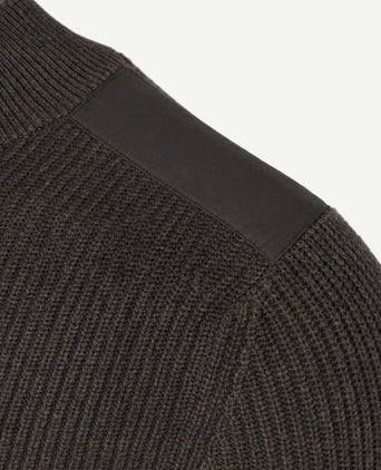 halve rits trui patch olive