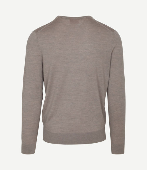Merino pullover v-hals greige