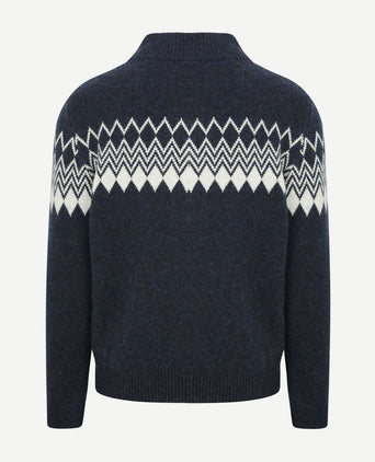 Suitable avery nordic halve rits trui wolblend donkerblauw