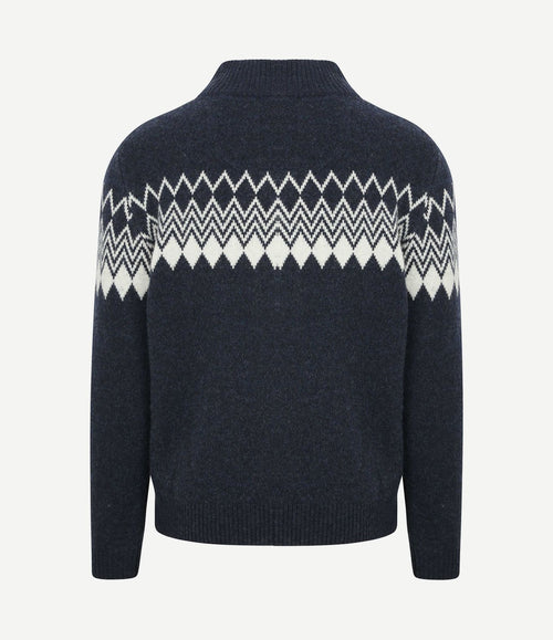 Avery nordic halve rits trui wolblend donkerblauw