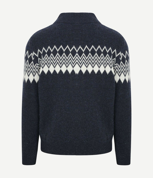 Avery nordic halve rits trui wolblend donkerblauw