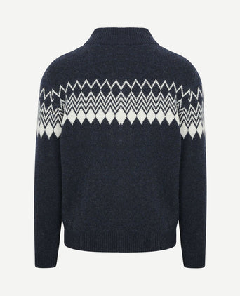 Avery nordic halve rits trui wolblend donkerblauw