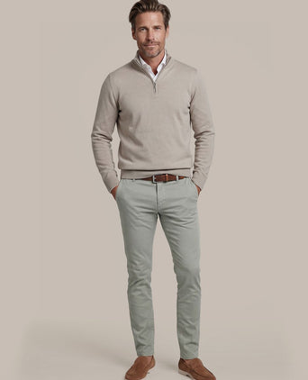 Merino halve rits trui bright taupe