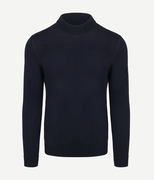 Suitable trui cooldry knit turtleneck donkerblauw | Slim-fit