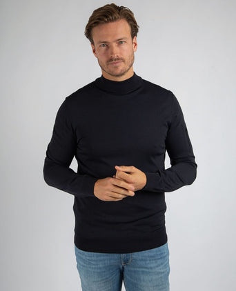 Suitable trui cooldry knit turtleneck donkerblauw | Slim-fit