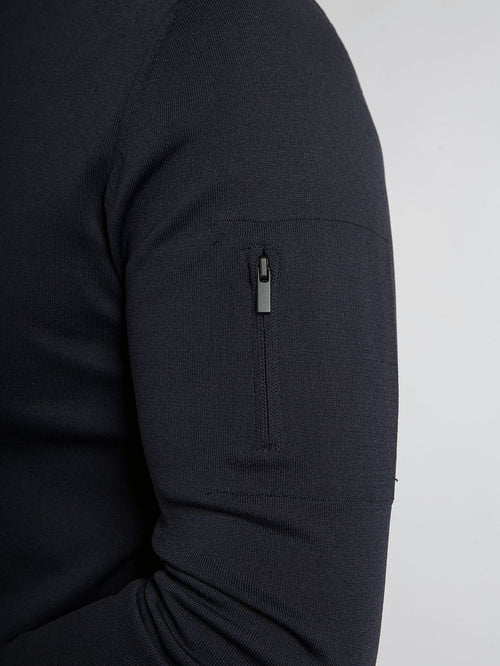 Suitable trui cooldry knit turtleneck donkerblauw | Slim-fit