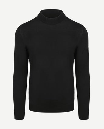 Suitable trui cooldry knit turtleneck zwart | Slim-fit