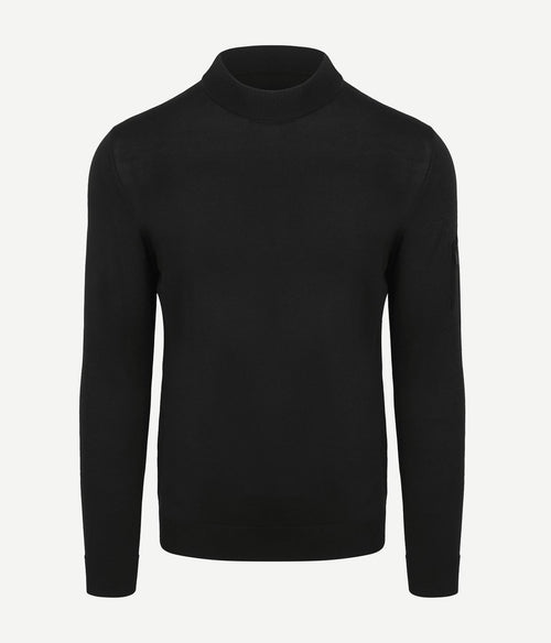 Suitable trui cooldry knit turtleneck zwart | Slim-fit
