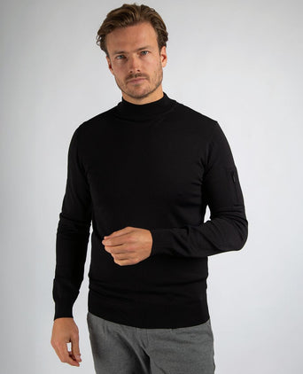 Suitable trui cooldry knit turtleneck zwart | Slim-fit