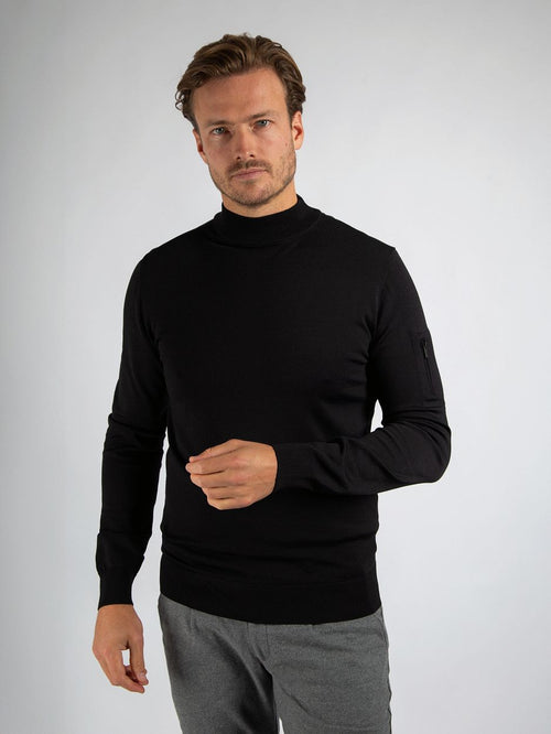 Suitable trui cooldry knit turtleneck zwart | Slim-fit