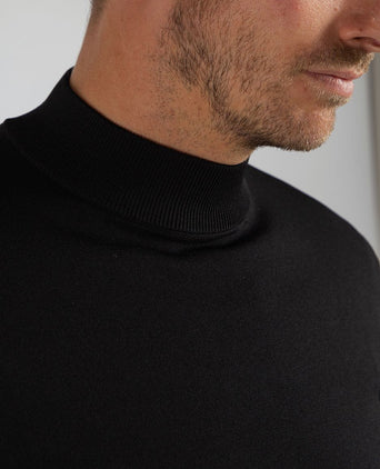 Suitable trui cooldry knit turtleneck zwart | Slim-fit