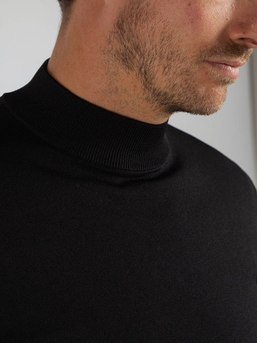 Suitable trui cooldry knit turtleneck zwart | Slim-fit