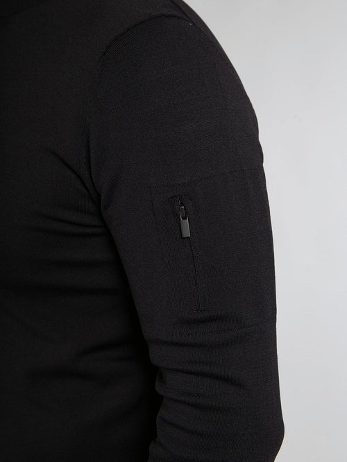 Suitable trui cooldry knit turtleneck zwart | Slim-fit