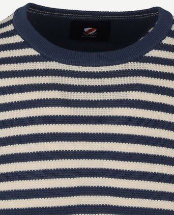Suitable trui o-hals blauw streep
