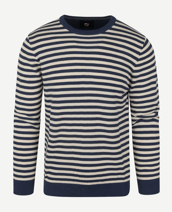 Suitable trui o-hals blauw streep
