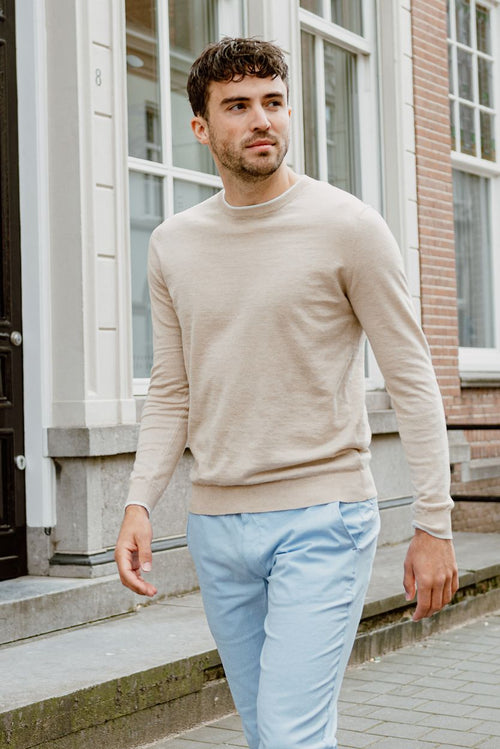 Suitable trui o-hals johan beige | Regular-fit