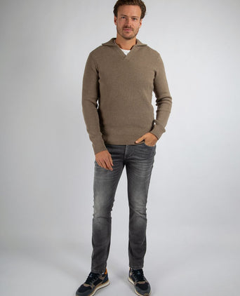 Suitable trui riva knit taupe | Regular-fit