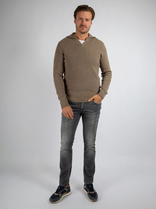 Suitable trui riva knit taupe | Regular-fit