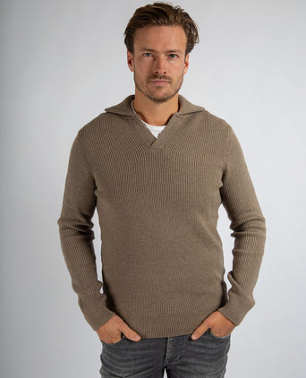 Suitable trui riva knit taupe | Regular-fit