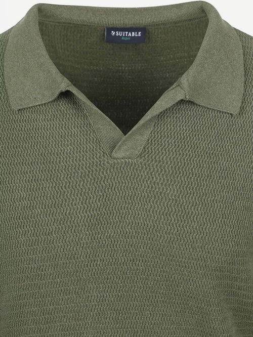 Suitable trui riva structure melange groen | Regular-fit