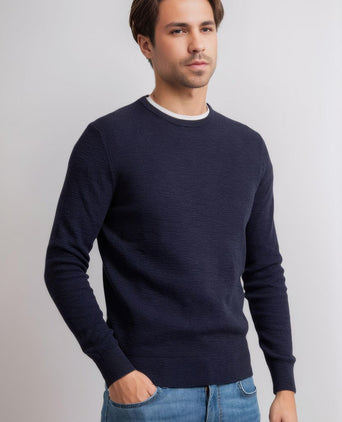 Suitable trui structure slub donkerblauw | Regular-fit