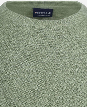 Suitable trui structuur groen | Regular-fit