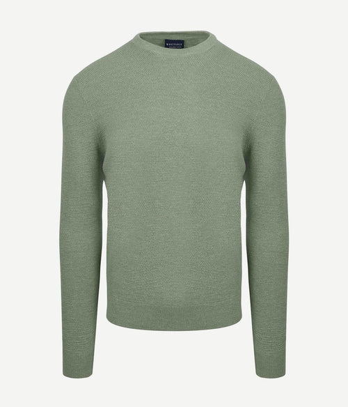 Suitable trui structuur groen | Regular-fit
