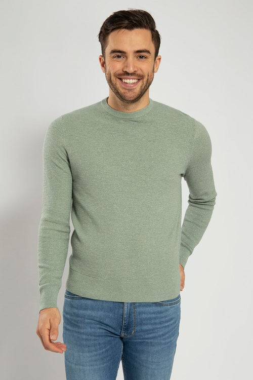 Suitable trui structuur groen | Regular-fit