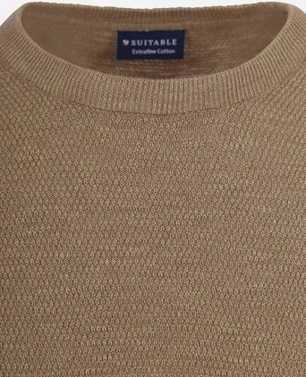Suitable trui structuur taupe | Regular-fit