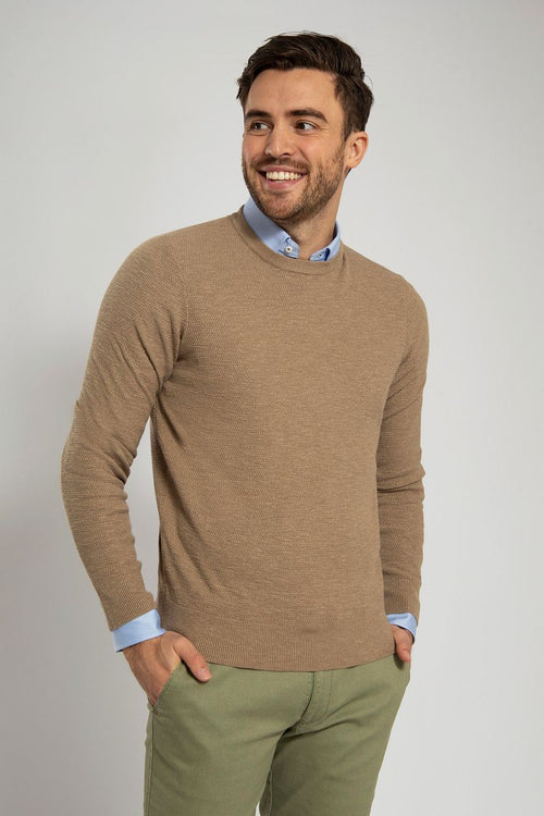 Suitable trui structuur taupe | Regular-fit
