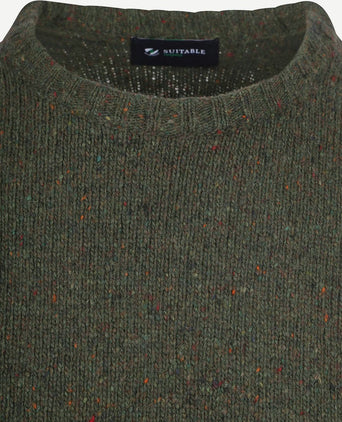 Suitable trui tweed wol blend groen | Regular-fit