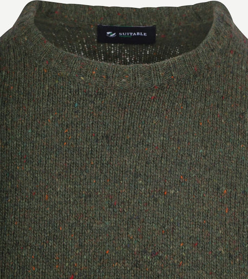 Suitable trui tweed wol blend groen | Regular-fit