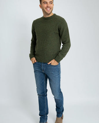 Suitable trui tweed wol blend groen | Regular-fit