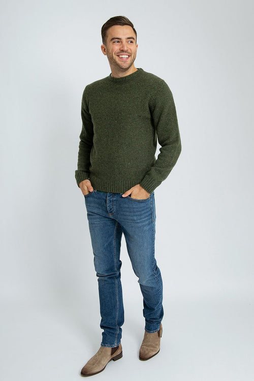 Suitable trui tweed wol blend groen | Regular-fit