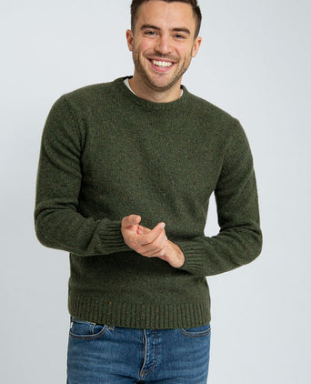 Suitable trui tweed wol blend groen | Regular-fit