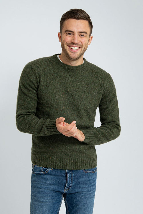 Suitable trui tweed wol blend groen | Regular-fit