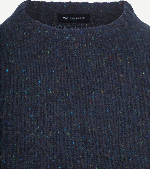 Suitable trui tweed wol blend donkerblauw | Regular-fit