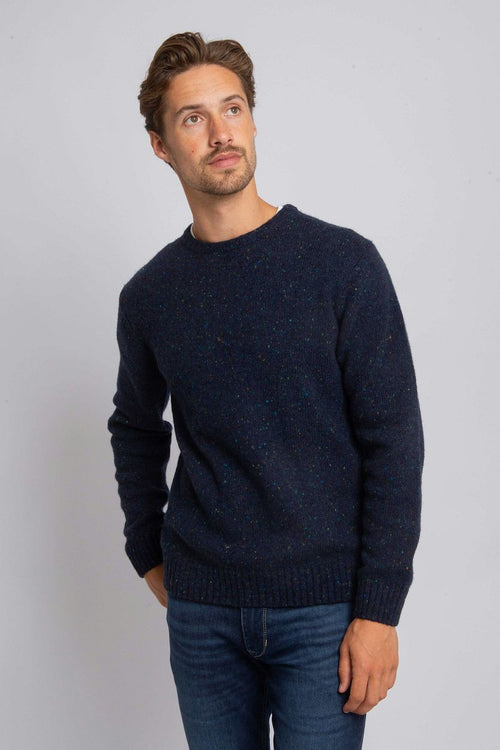 Trui tweed wol blend donkerblauw