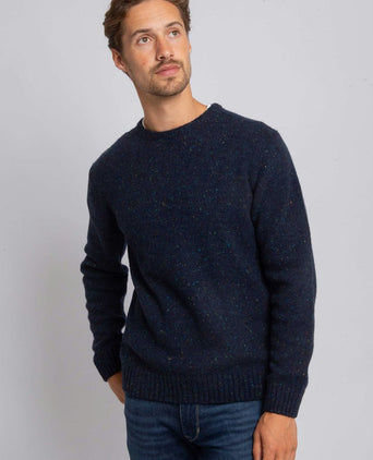 Suitable trui tweed wol blend donkerblauw | Regular-fit