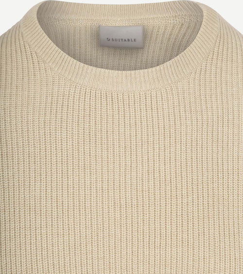 Suitable trui wol blend ecru | Regular-fit