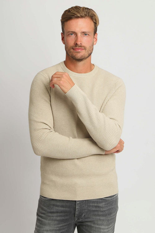 Suitable trui wol blend ecru | Regular-fit